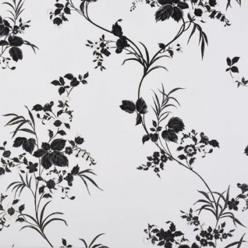 Black&Gold 10034 Beyaz Siyah Çiçek Desen Duvar Kağıdı